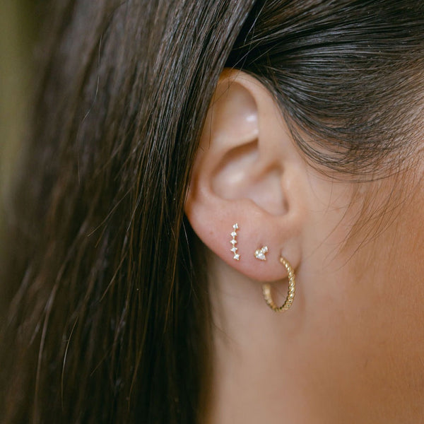 10k Solid Gold Tiny CZ Curved Crawler - - Earrings - Ofina