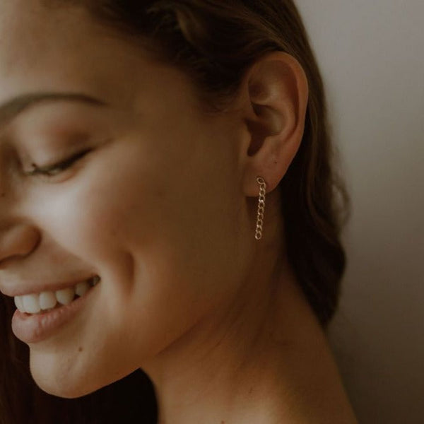 Curb Chain Studs/ Huggie Hoops - - Earrings - Ofina