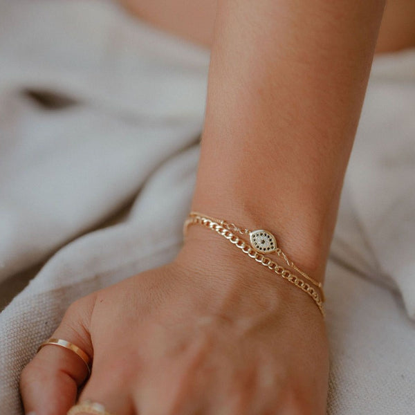 CZ Black Evil Eye Bracelet - - Bracelets - Ofina
