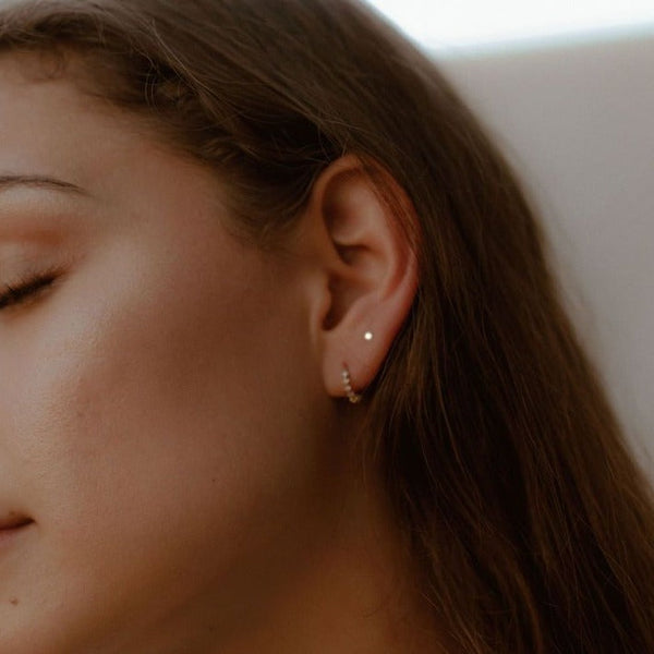 10k Solid Gold Circle Studs - - Earrings - Ofina
