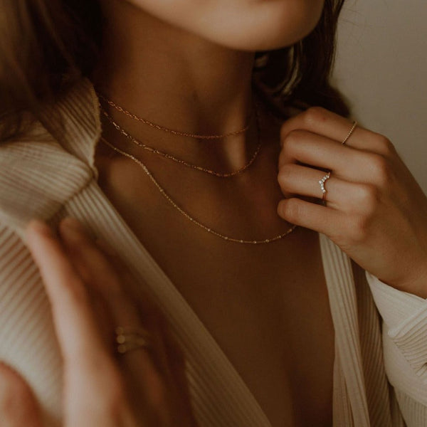 2-Tone Ball Chain Long Necklace - - Necklaces - Ofina