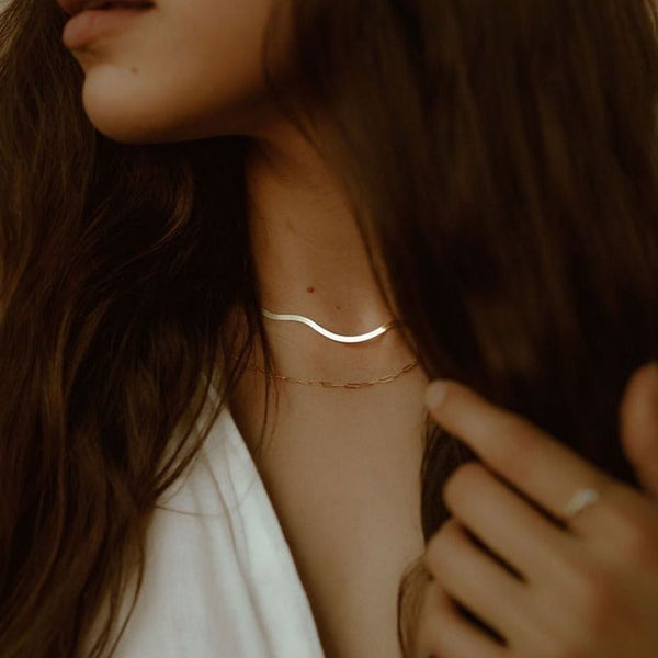 Herringbone Necklace - - Necklaces - Ofina
