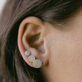 14k Solid Gold Round Pave Studs - - Earrings - Ofina