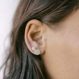 14k Solid Gold Round Pave Studs - - Earrings - Ofina