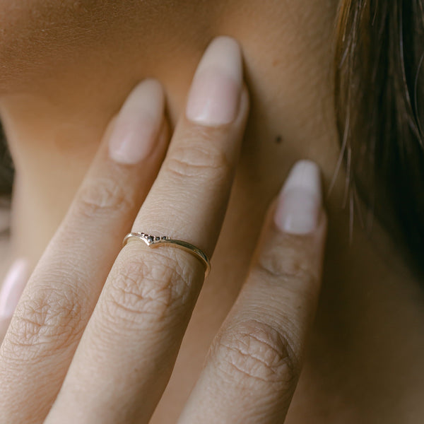 10k Solid Gold Black Multi CZ Chevron Ring - - Rings - Ofina