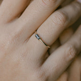 10k Solid Gold Black Horizontal Baguette Ring - - Rings - Ofina