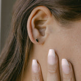 10k Black CZ Emerald Studs - - Earrings - Ofina