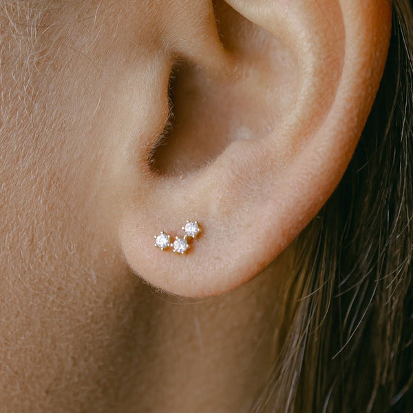 CZ Tiny Trinity Studs - - Earrings - Ofina