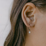 Square Prong Opal & CZ Leverback Earrings - - Earrings - Ofina