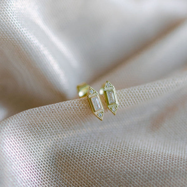 Art Deco CZ Studs - - Earrings - Ofina