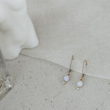 Square Prong Opal & CZ Leverback Earrings - - Earrings - Ofina