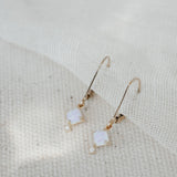 Square Prong Opal & CZ Leverback Earrings - - Earrings - Ofina