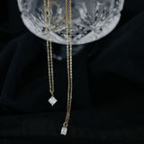 CZ Square Prong Necklace - - Necklaces - Ofina