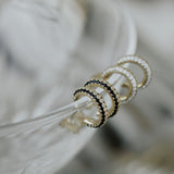 Black CZ Huggie Studs - - Earrings - Ofina