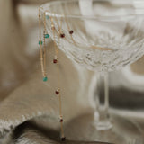 Tiny Garnet Stone Y-Drop Necklace - - Necklaces - Ofina