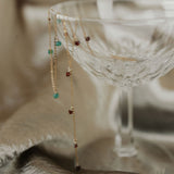 Tiny Green Onyx Stone Drop Beaded Necklace - - Necklaces - Ofina