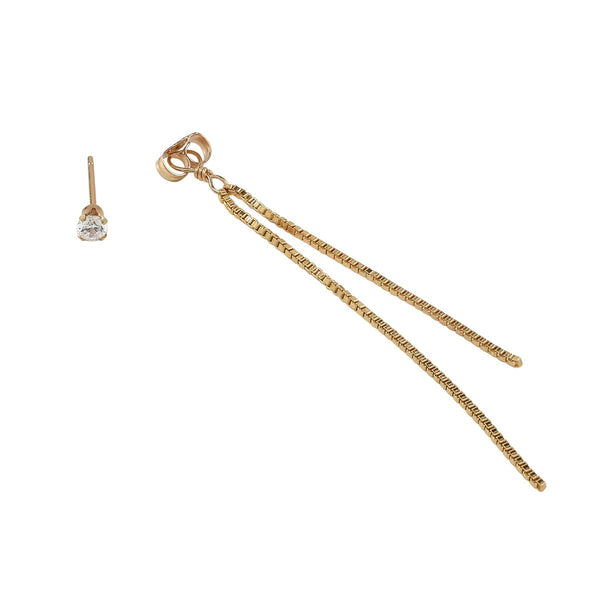 Box Chain CZ Studs - - Earrings - Ofina