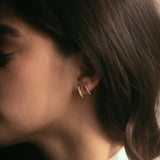 Pearl and CZ Double Hoop Huggie Earcuff - - Earrings - Ofina