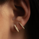 Pearl and CZ Double Hoop Huggie Earcuff - - Earrings - Ofina