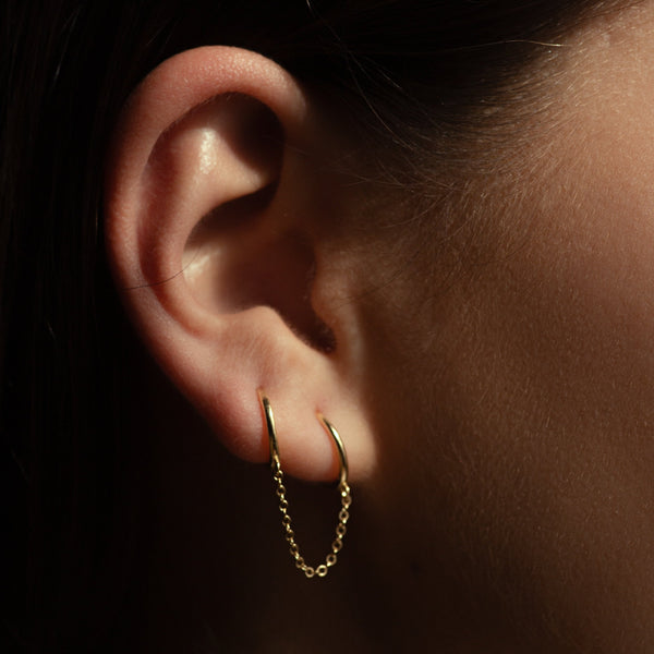 Double Handcuff Chain Huggie - - Earrings - Ofina