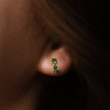 Emerald CZ Dangle Teardrop Studs - - Earrings - Ofina
