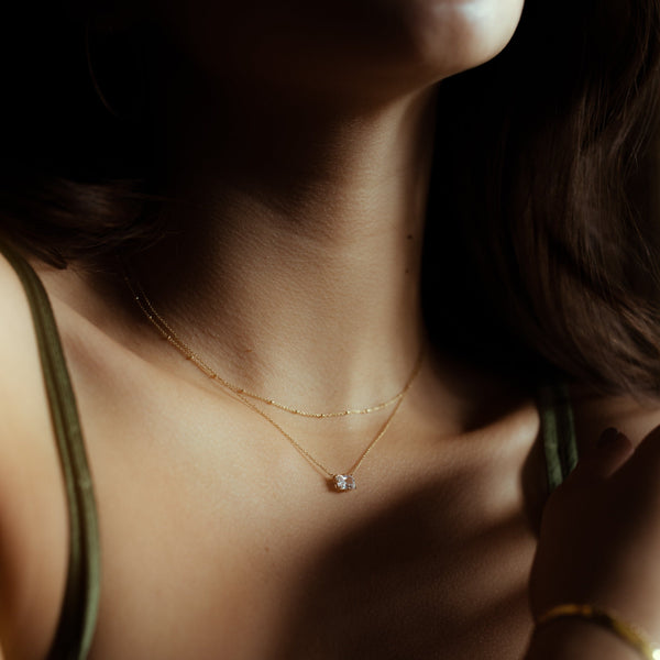 14k Solid Gold Tiny Ball Chain Necklace - - Necklaces - Ofina