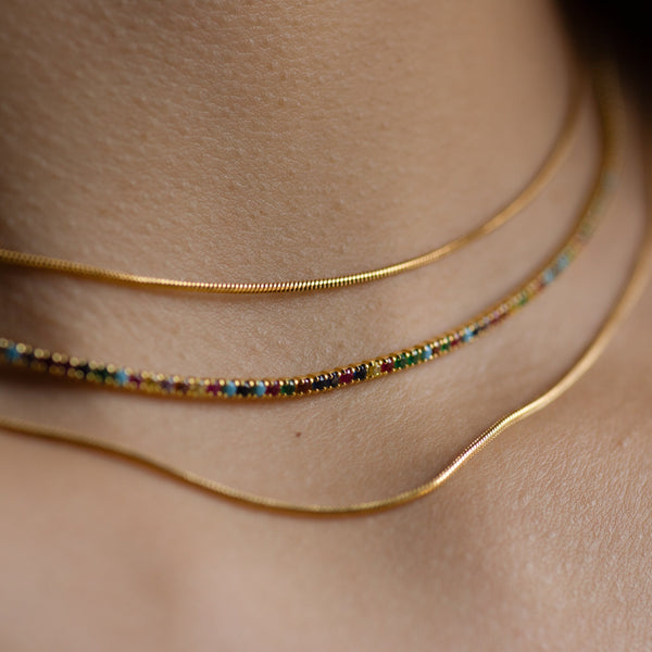 CZ Colorful Tennis Choker - - Necklaces - Ofina