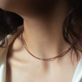 Rhodolite + Gold Mix Choker Necklace - - Necklaces - Ofina