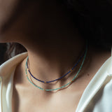 Lapis Lazuli + Gold Mix Choker Necklace - - Necklaces - Ofina