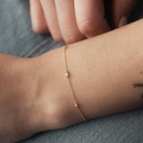 14k Solid Gold Tiny Multi-CZ & Emerald Bracelet - - Bracelets - Ofina