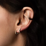 10k Solid Gold Ribbed Huggies - - Earrings - Ofina