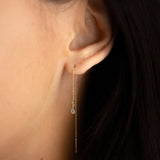 14k Solid Gold CZ Teardrop Ear Threaders - - Earrings - Ofina