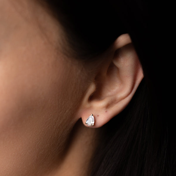 Large CZ Teardrop Studs - - Earrings - Ofina