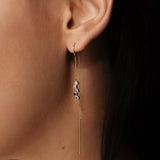 14k Solid Gold CZ Colorful Ear Threaders - - Earrings - Ofina