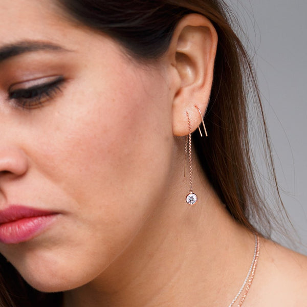 Bezel Stone Ear Threaders (more stones) - - Earrings - Ofina