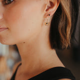 10k Solid Gold Black CZ Square Studs - - Earrings - Ofina