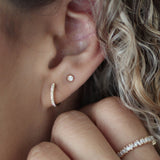 14k Diamond Huggie Hoop Earrings - - Earrings - Ofina