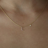 Bezel Diamond & Initial Necklace - - Necklaces - Ofina