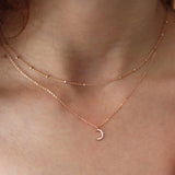 CZ Tiny Half Moon Necklace - - Necklaces - Ofina