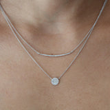 Pave Diamond Circle Necklace - - Necklaces - Ofina