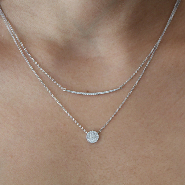 Pave Diamond Circle Necklace - - Necklaces - Ofina