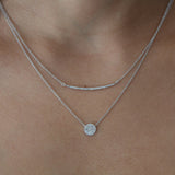Thin Curved Bar Diamond Necklace - - Necklaces - Ofina