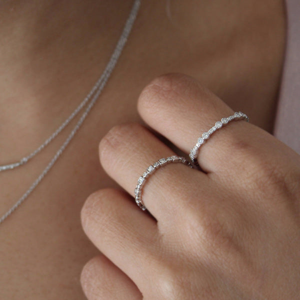 Alternating Size Diamond Band Ring - - Rings - Ofina
