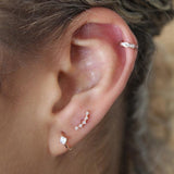 10k Solid Gold Tiny CZ Curved Crawler - - Earrings - Ofina