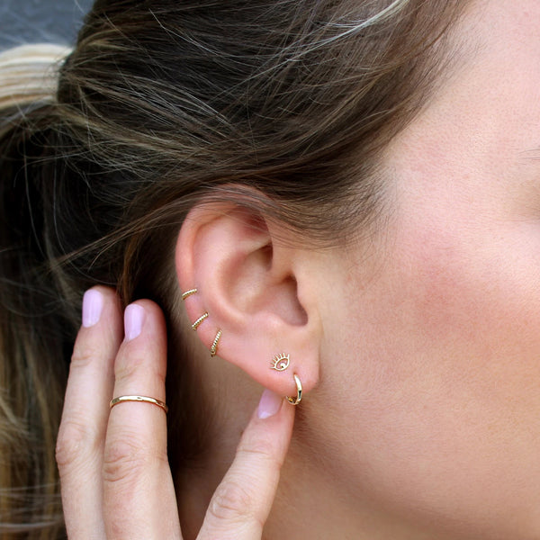 10k Solid Gold Eye Studs - - Earrings - Ofina