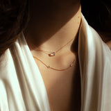 14k Diamond Bezel Chain Necklace - - Necklaces - Ofina
