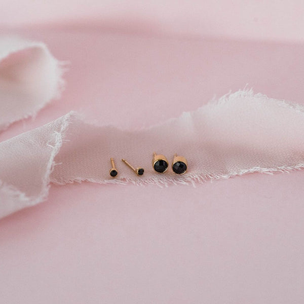 Black CZ Studs - - Earrings - Ofina
