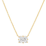 10k Solid Clear CZ Horizontal Emerald Necklace - - Necklaces - Ofina