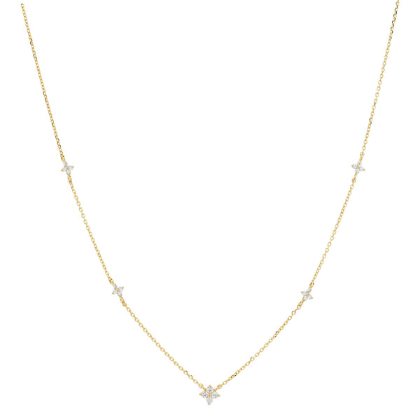 14k Solid Gold Multi-Sparkle Necklace - - Necklaces - Ofina
