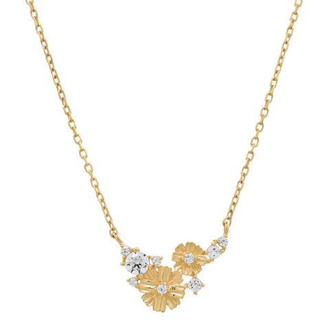 10k Solid Gold Multi-Floral Pendant Necklace - - Necklaces - Ofina